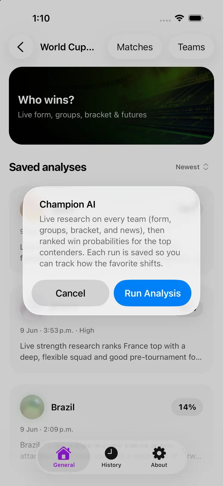 oddswell — Run winner analysis