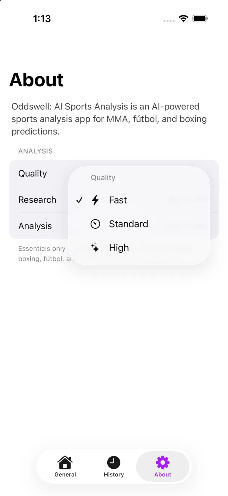 oddswell — Analysis quality