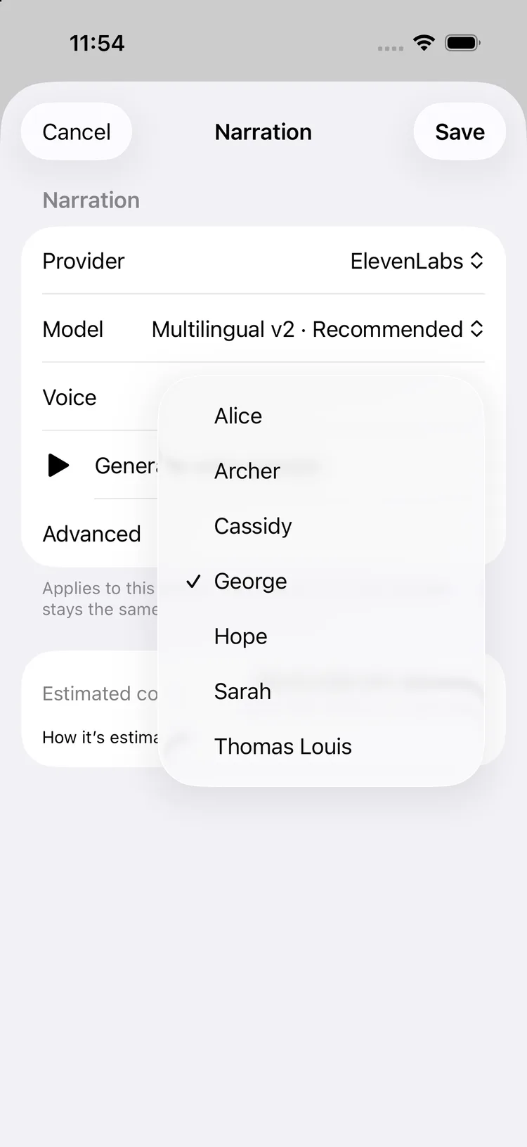 oyelo — Choose a voice