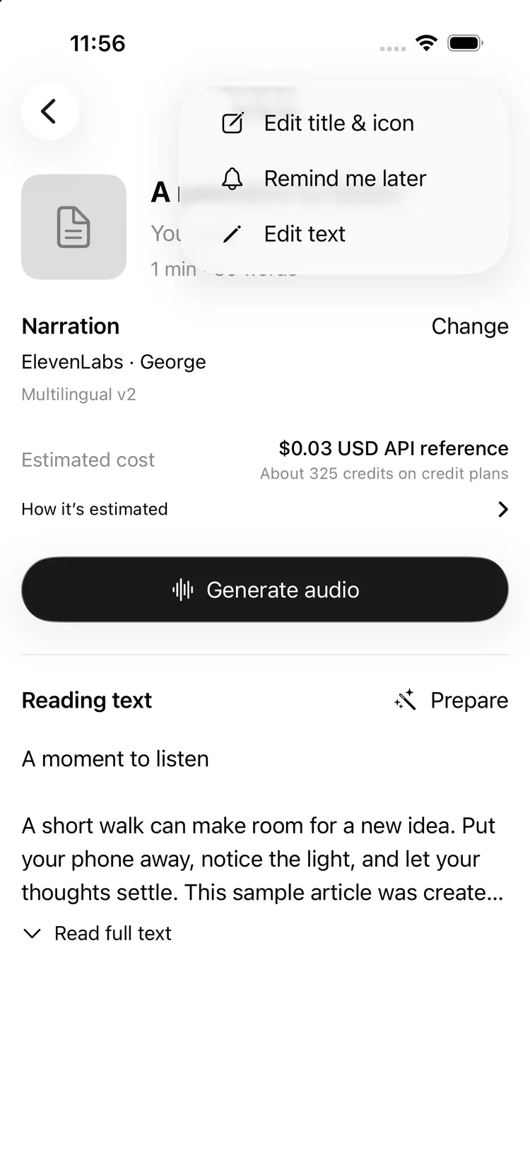 oyelo — Article actions