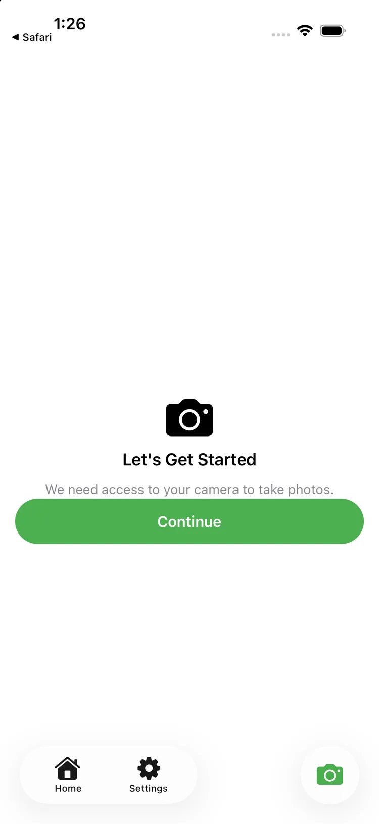 platano — Camera permission
