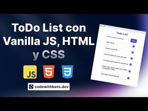 Vanilla JavaScript, HTML, and CSS | Beginner Tutorial 2023 thumbnail