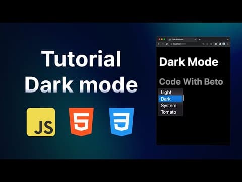 How to Add Dark Mode to Your Website | HTML, CSS, and JS Tutorial thumbnail
